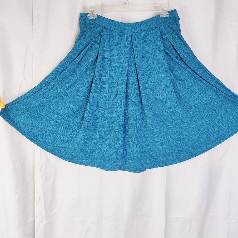 NEW LuLaRoe Pull On Box Pleat Midi Skirt Sz 3XL Teal Blue Flowy Bouncy Short